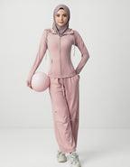 [3-Pcs: Signature 3-in-1 Active Set] ÉLAN Petal Sports Bra + Sports Jacket + Sports Pants