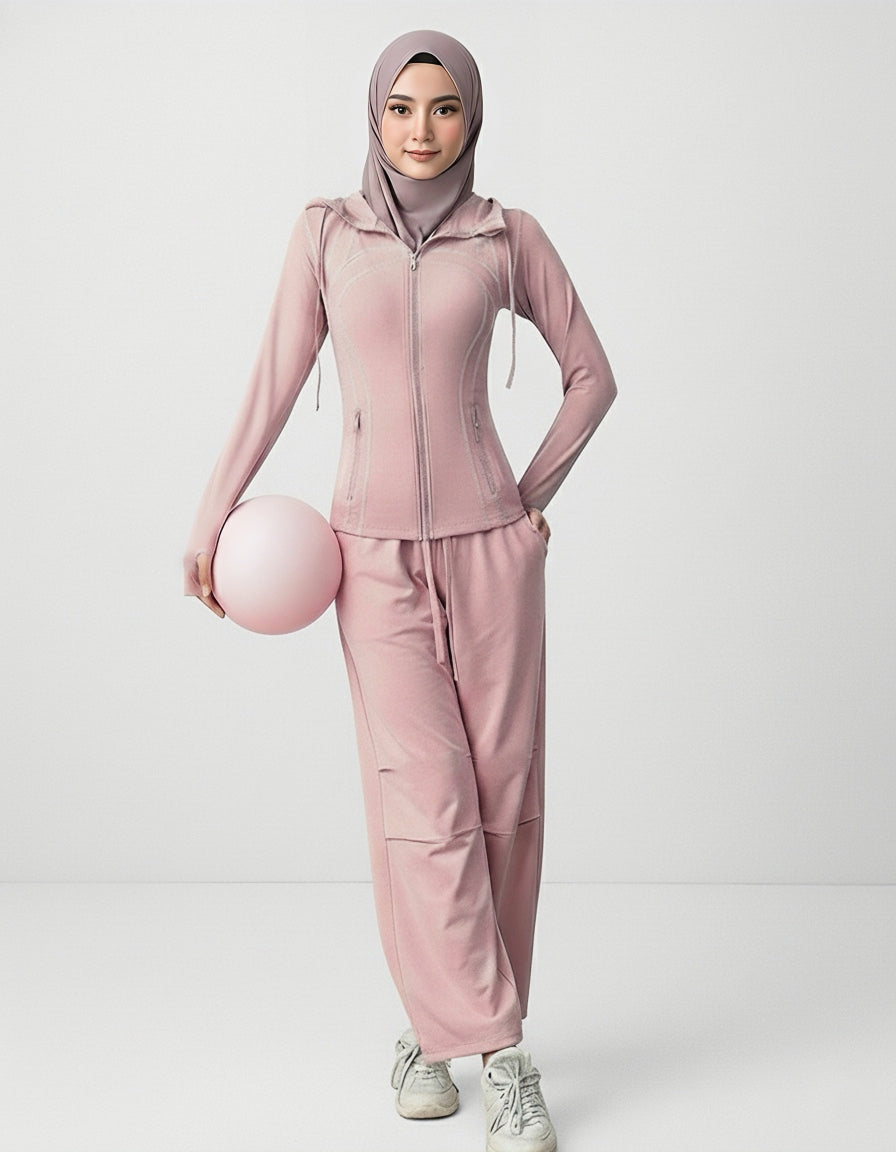 [3-Pcs: Signature 3-in-1 Active Set] ÉLAN Petal Sports Bra + Sports Jacket + Sports Pants