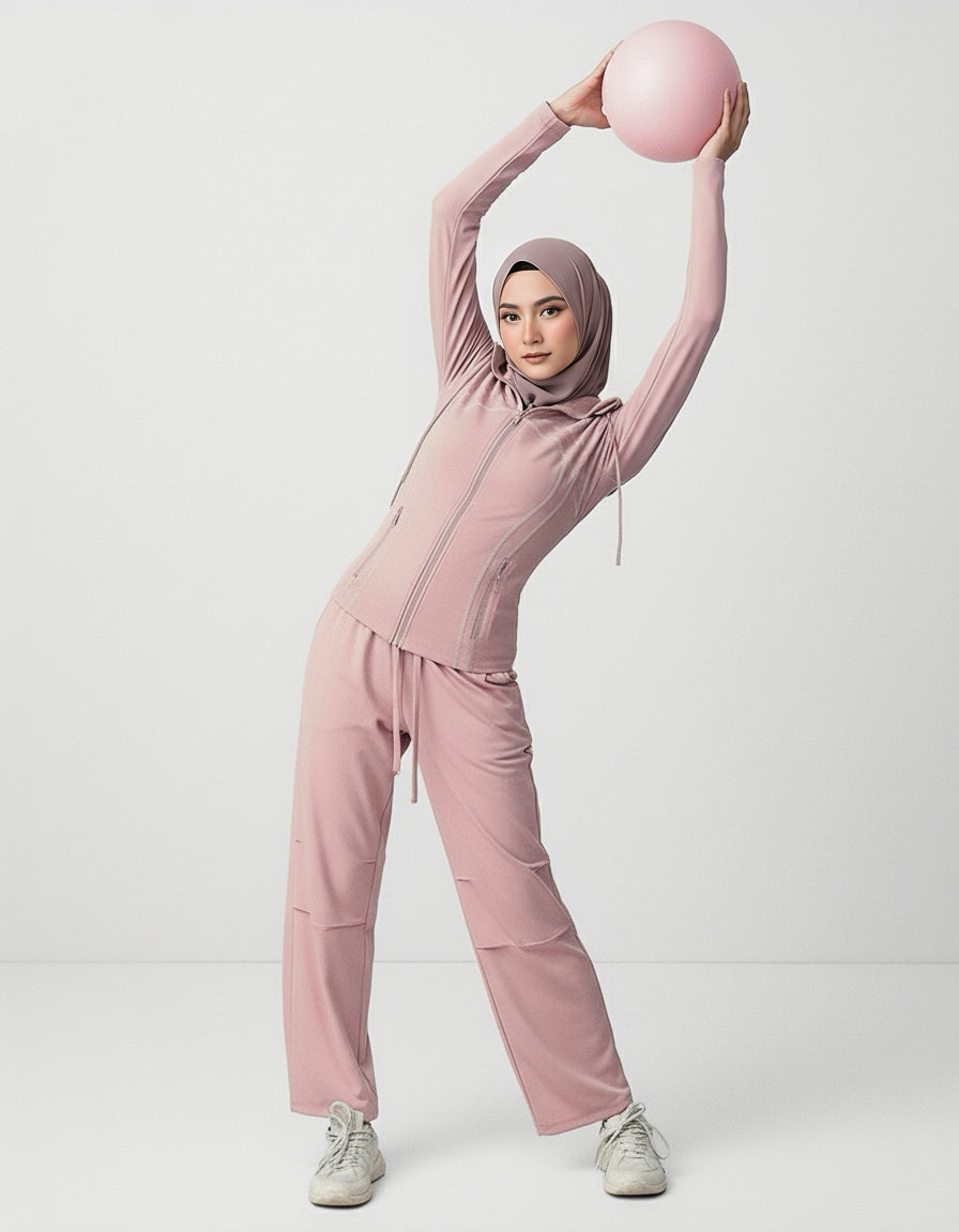 [3-Pcs: Signature 3-in-1 Active Set] ÉLAN Petal Sports Bra + Sports Jacket + Sports Pants