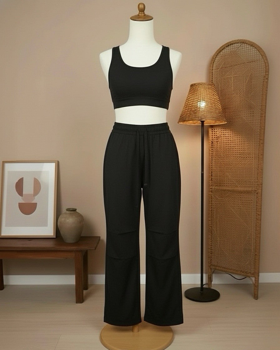 [2-Pcs: Active Starter Set] ÉLAN Midnight Sports Bra + Sports Pants