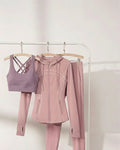 [3-Pcs: Signature 3-in-1 Active Set] ÉLAN Petal Sports Bra + Sports Jacket + Sports Pants