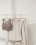 [3-Pcs: Signature 3-in-1 Active Set] ÉLAN Sand Sports Bra + Sports Jacket + Sports Pants