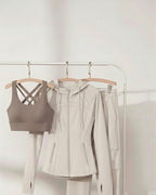 [3-Pcs: Signature 3-in-1 Active Set] ÉLAN Sand Sports Bra + Sports Jacket + Sports Pants
